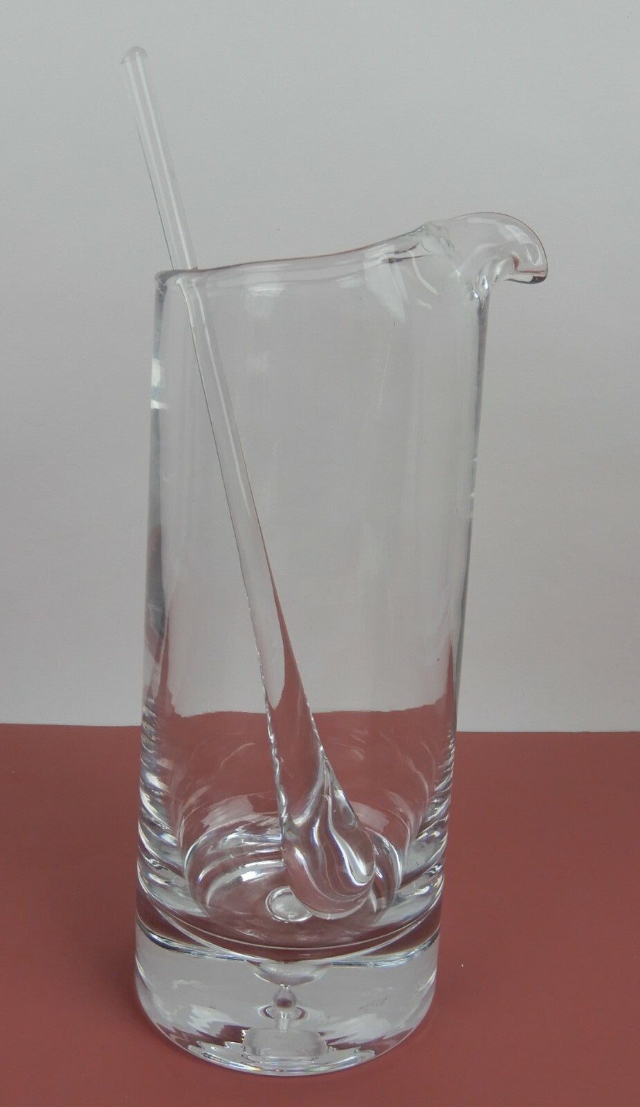 Vintage Cocktail Pitcher w/ Glass Stirrer Open Bubble in the Base 9-1/8"