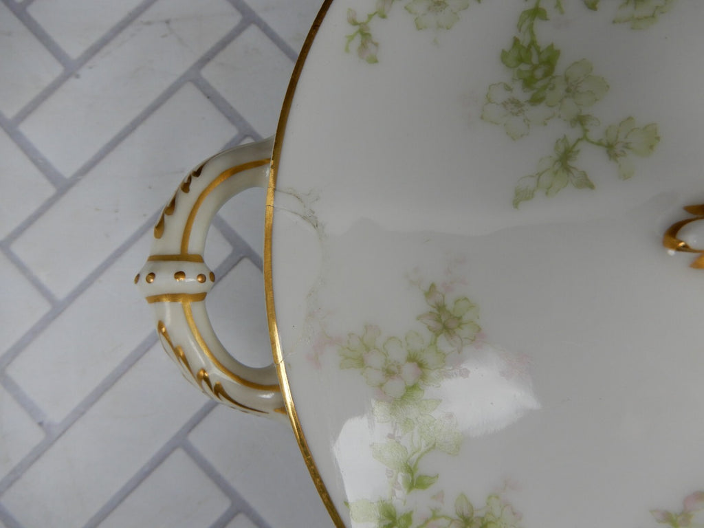 Vintage Haviland Limoges Schleiger 61l Pattern Vegetable Bowl With Repaired Lid