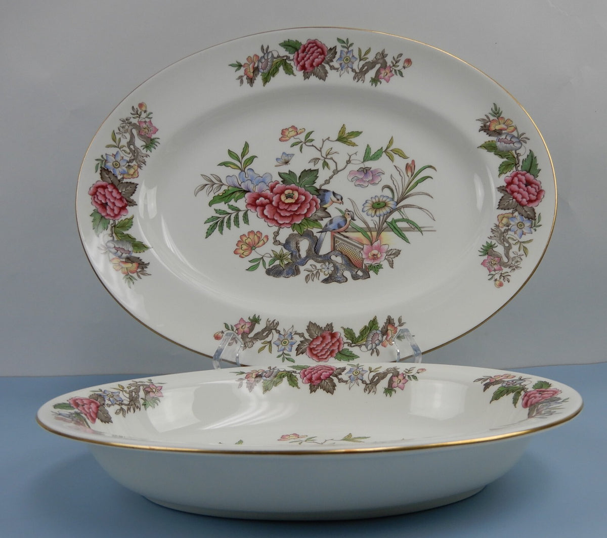 Vintage Wedgwood "Cathay" Pattern~ Platter and Oval Vegetable Bowl
