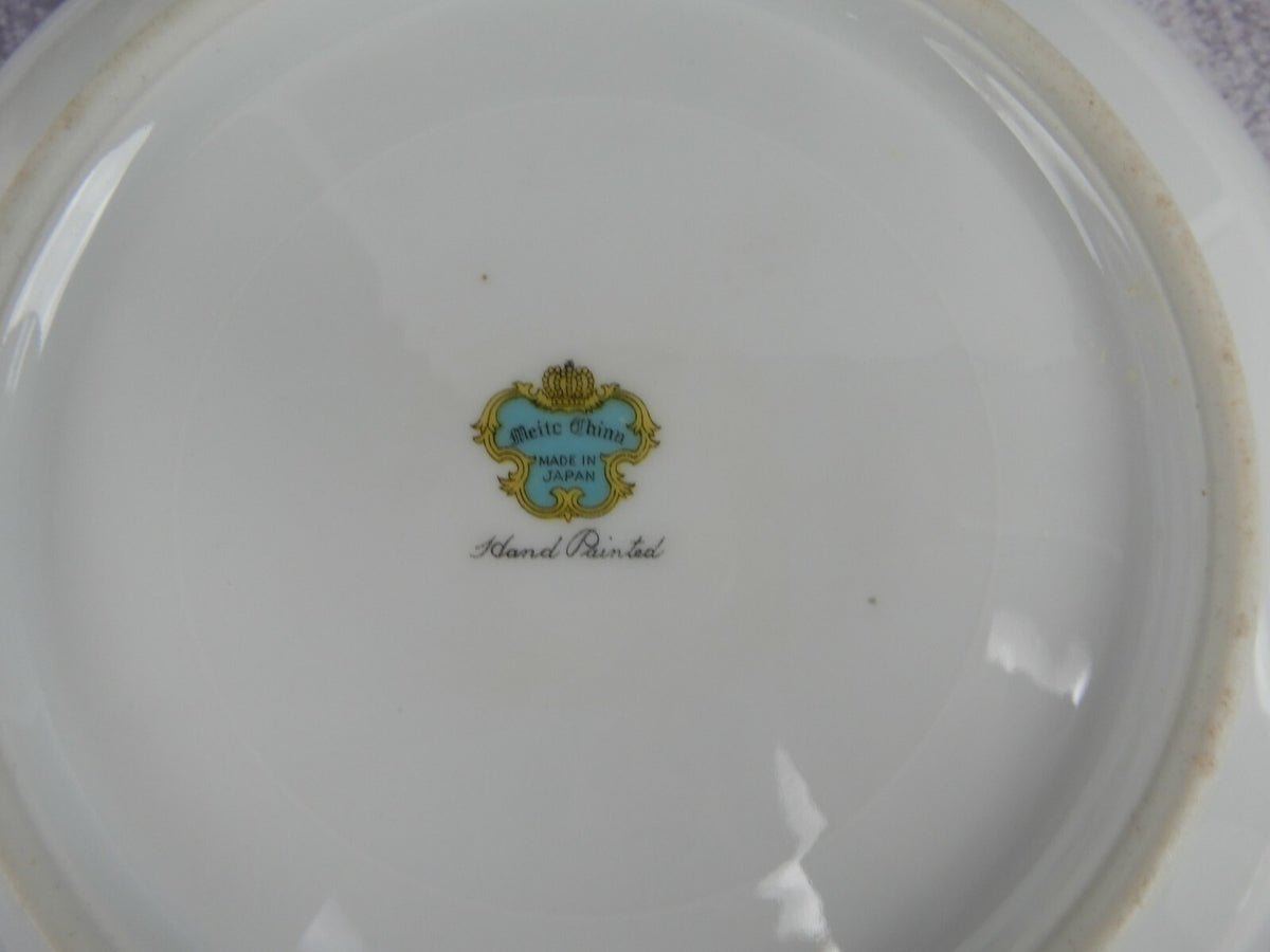 Vintage Hand Painted Meito China Set of Two Bowls One is Missing The Lid