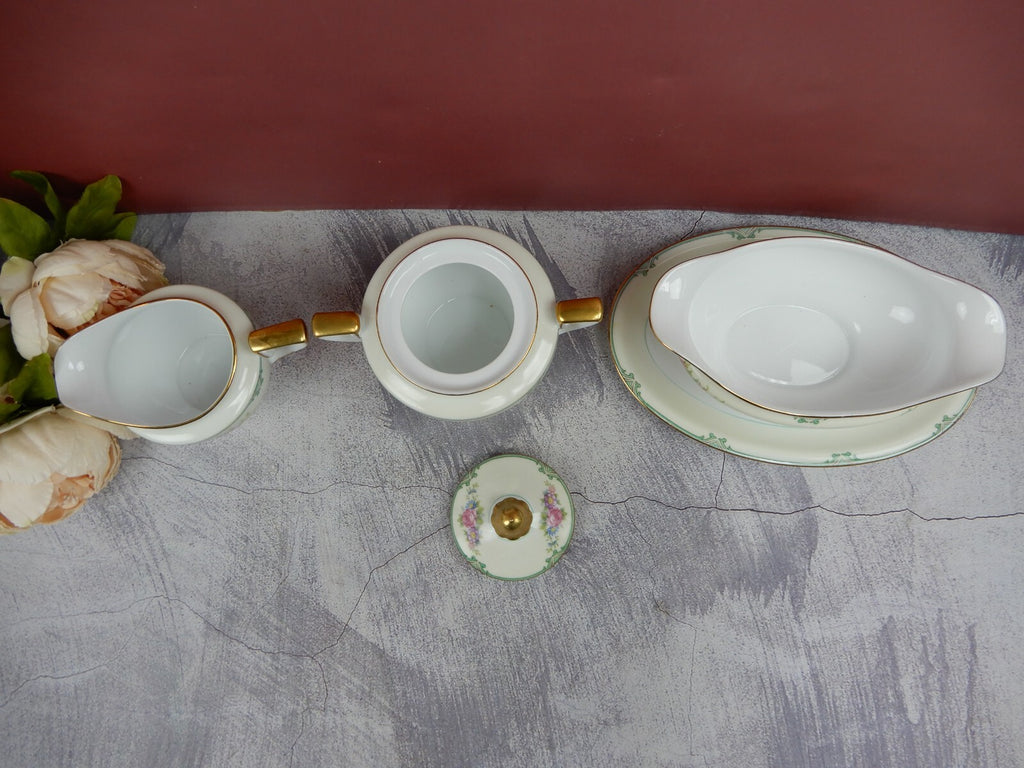Set of Sugar Bowl,Creamer, Gravy Boat Morimura Fine China Made in Japan