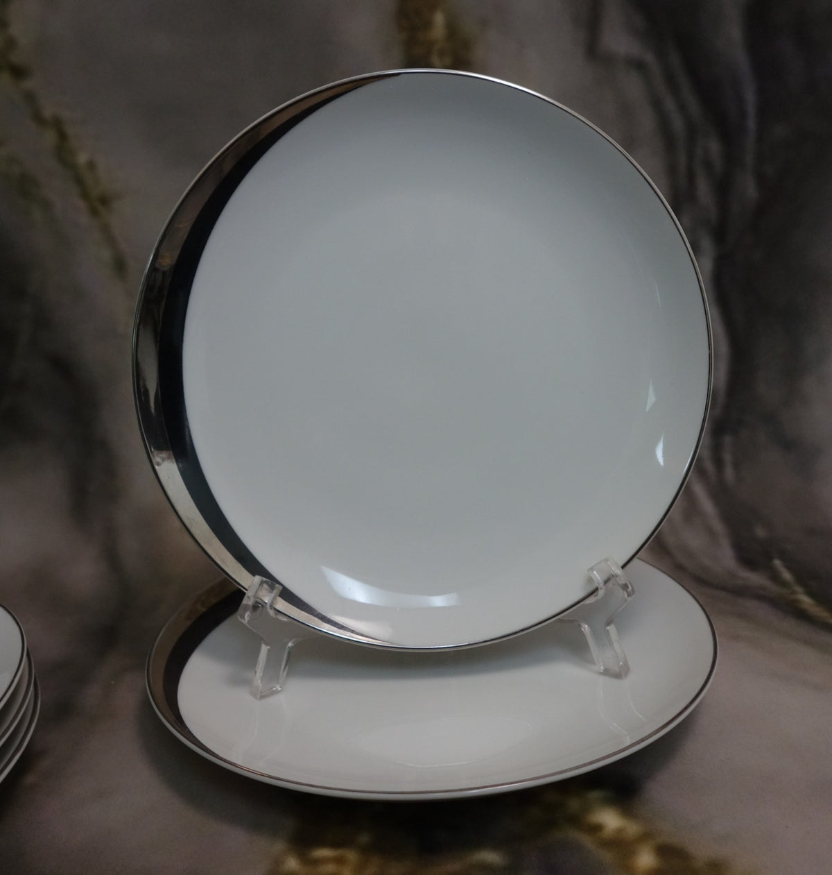 Set of 5 Pc Salad Plates Mikasa Platinum Fascination Pattern Made in Japan