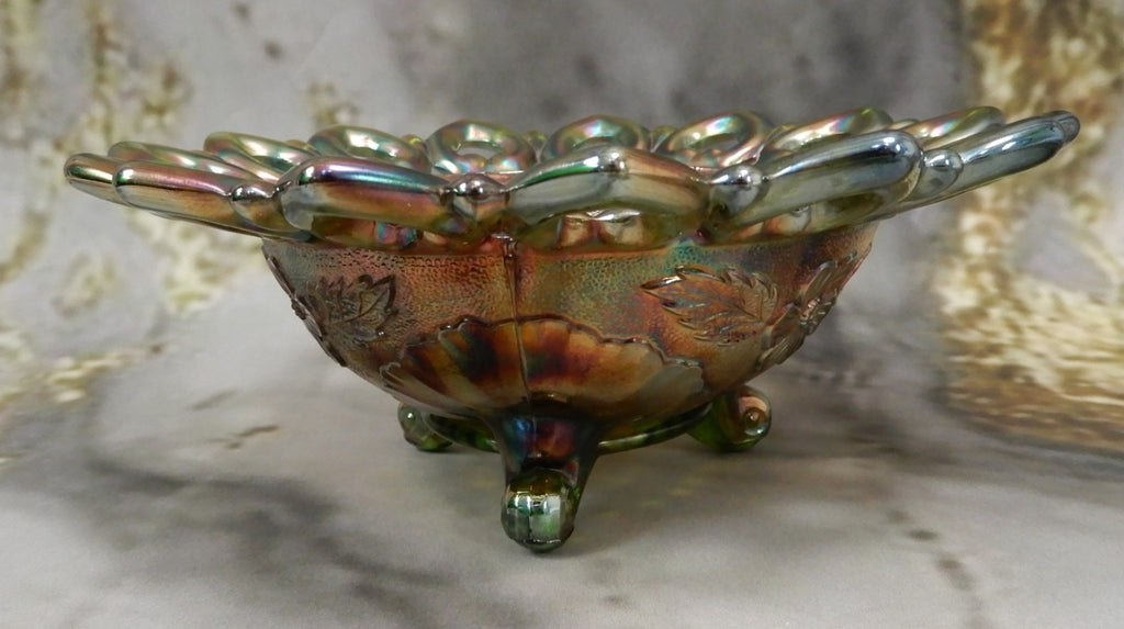 Beautiful Northwood Carnival Glass Wild Rose Open Edged Bowl