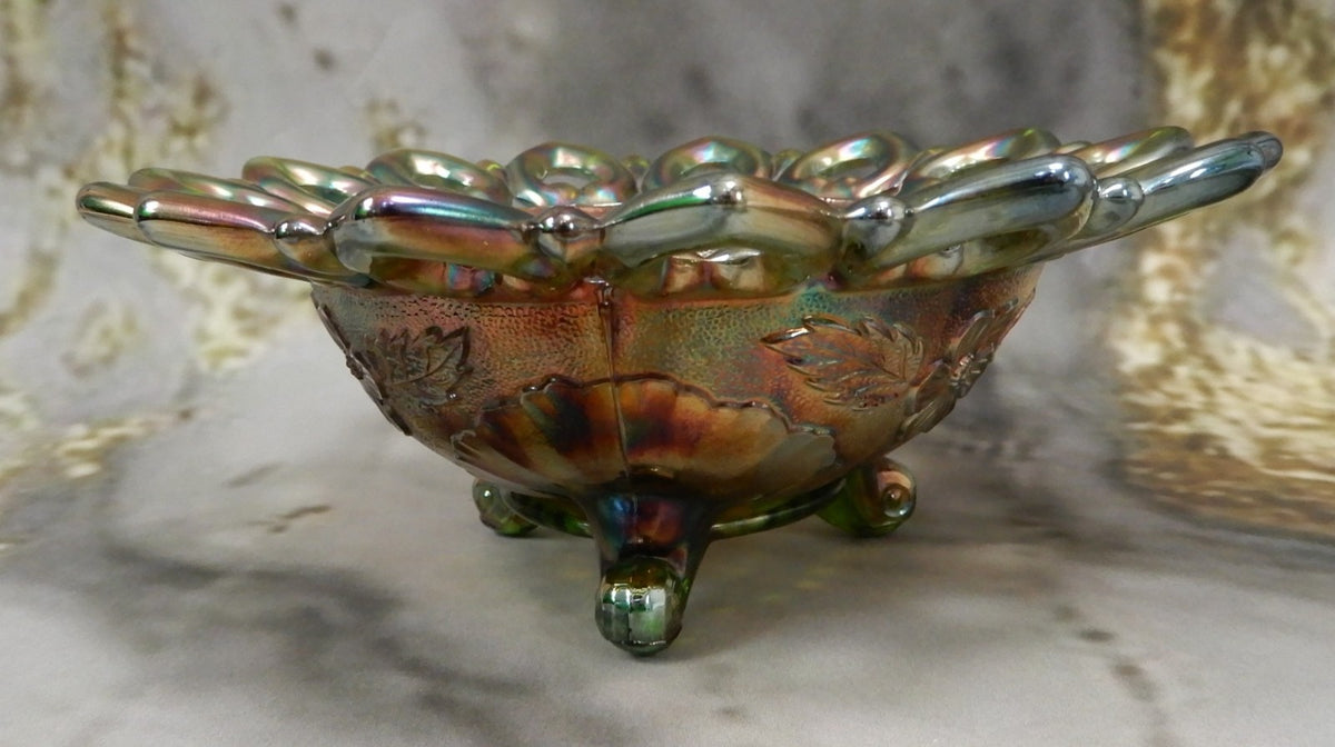 Beautiful Northwood Carnival Glass Wild Rose Open Edged Bowl