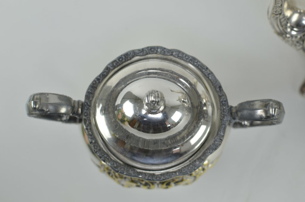 EPCA by Poole Silverplate Teapot #600 - Hand Chased Tea Pot,Sugar Bowl & Creamer