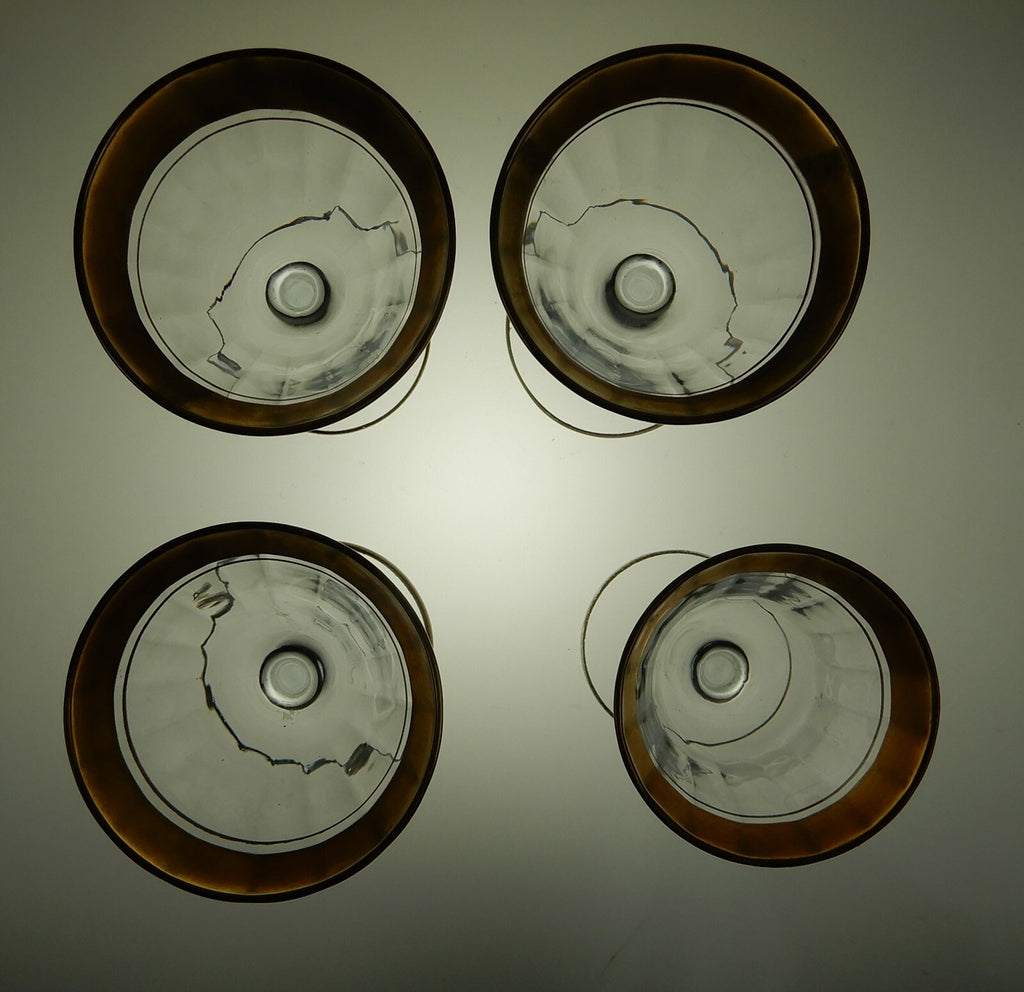 4 Vintage Tiffin Optic Valencia Gold Encrusted Vintage Liquor Glasses