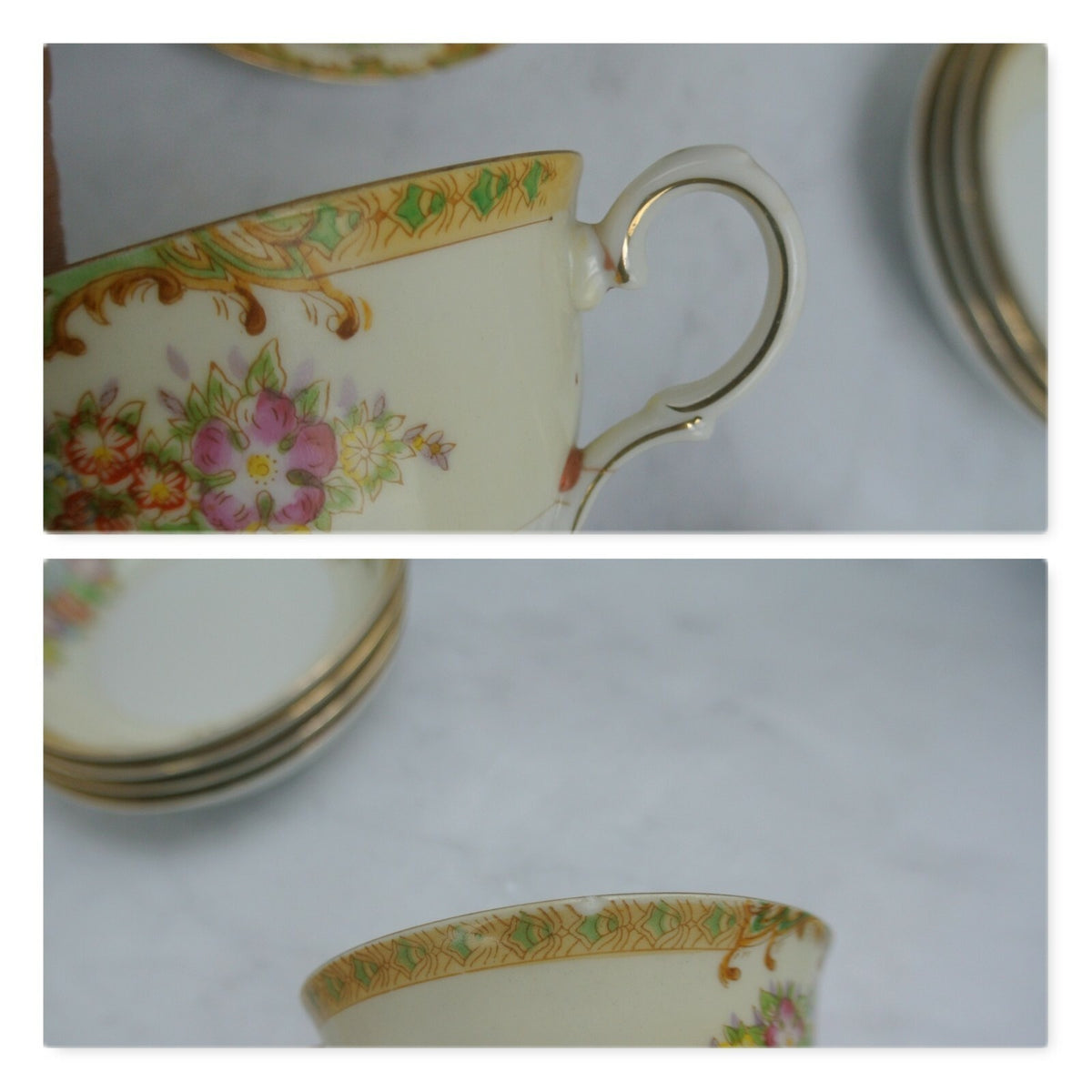 Lot of 23 Pieces of Vintage Diamond Made in Japan Hand Painted
