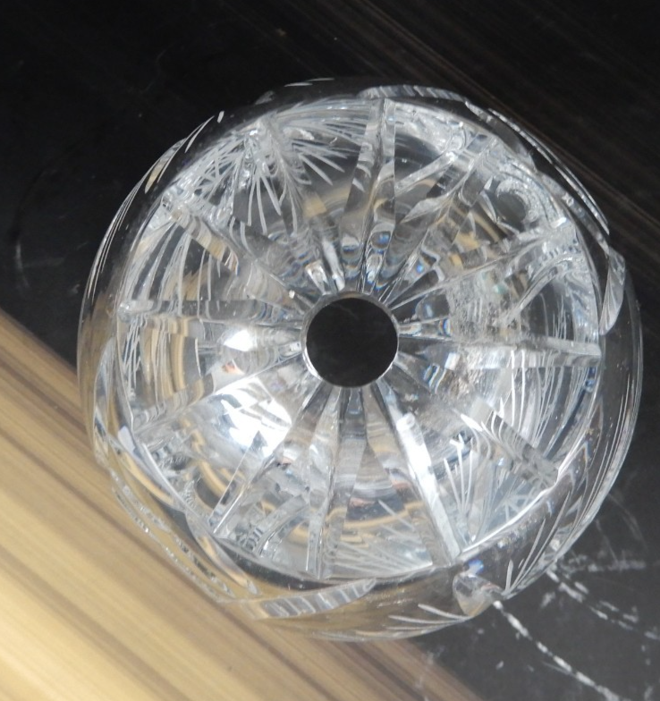 Vintage Hand Cut Heavy Pinwheel Starbust Lead Crystal Lamp Shade 1/2" Fitter