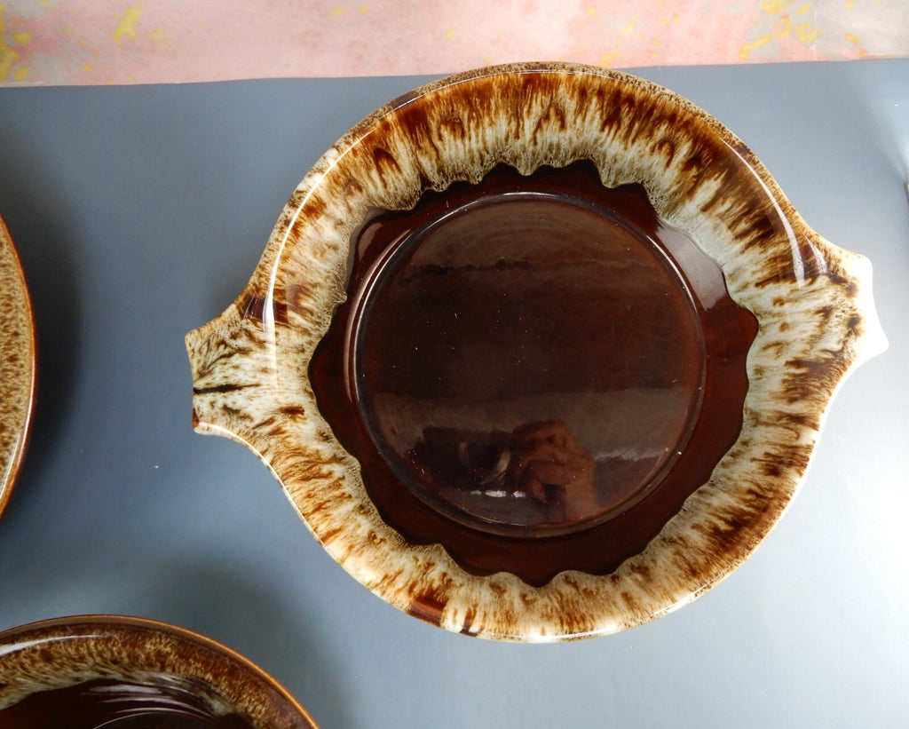 Set of 3 Vintage Canonsburg Brown Drip Glaze Serving Bowls