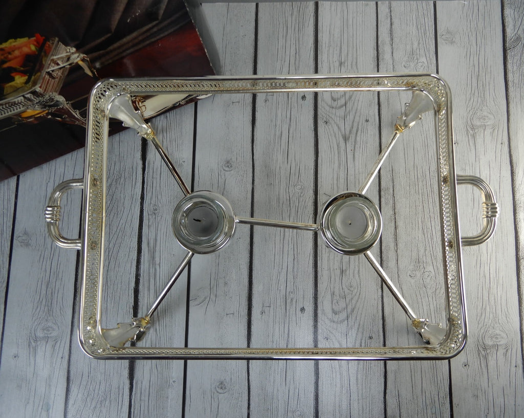 Godinger Paul Revere Silverplated 1.5qt X 2 Division PIerced Oblong Warmer