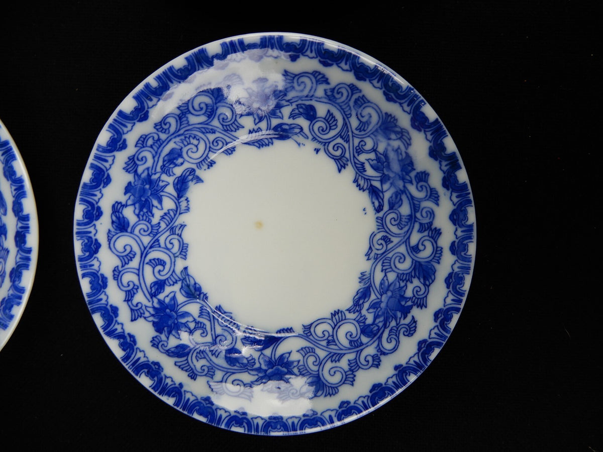 Flow Blue Style Set of 23 Piece 12 Ramekins Custard Cups with 11 Under Plates