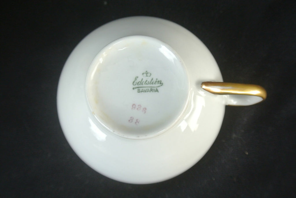 Vtg Edelstein Bavaria Teacup And Saucer Gold And Black Trim Set Of 3