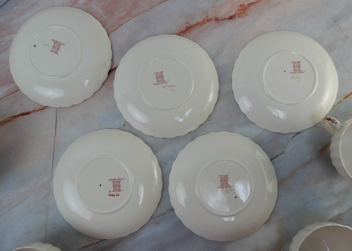 Vintage Copeland Spode "Rose Briar" Set of 5 Cup and Saucers Made In England