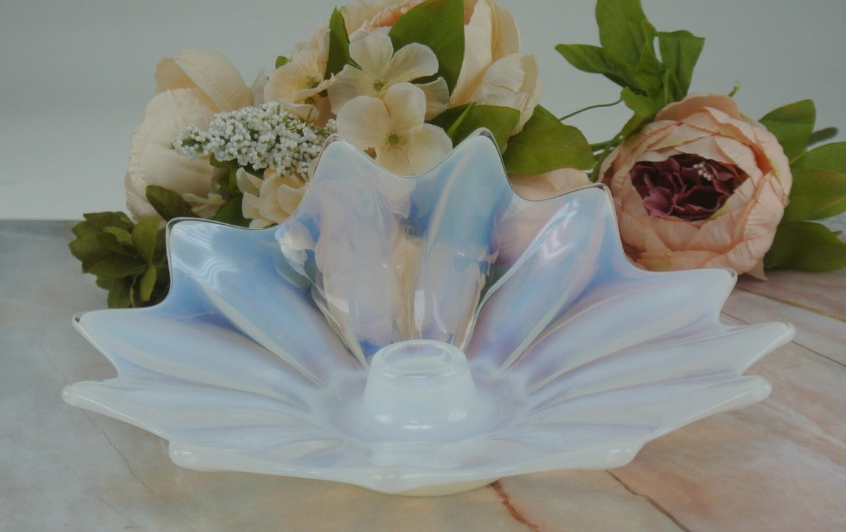 Fostoria Heirloom White Opalescent Art Glass Candle Holder