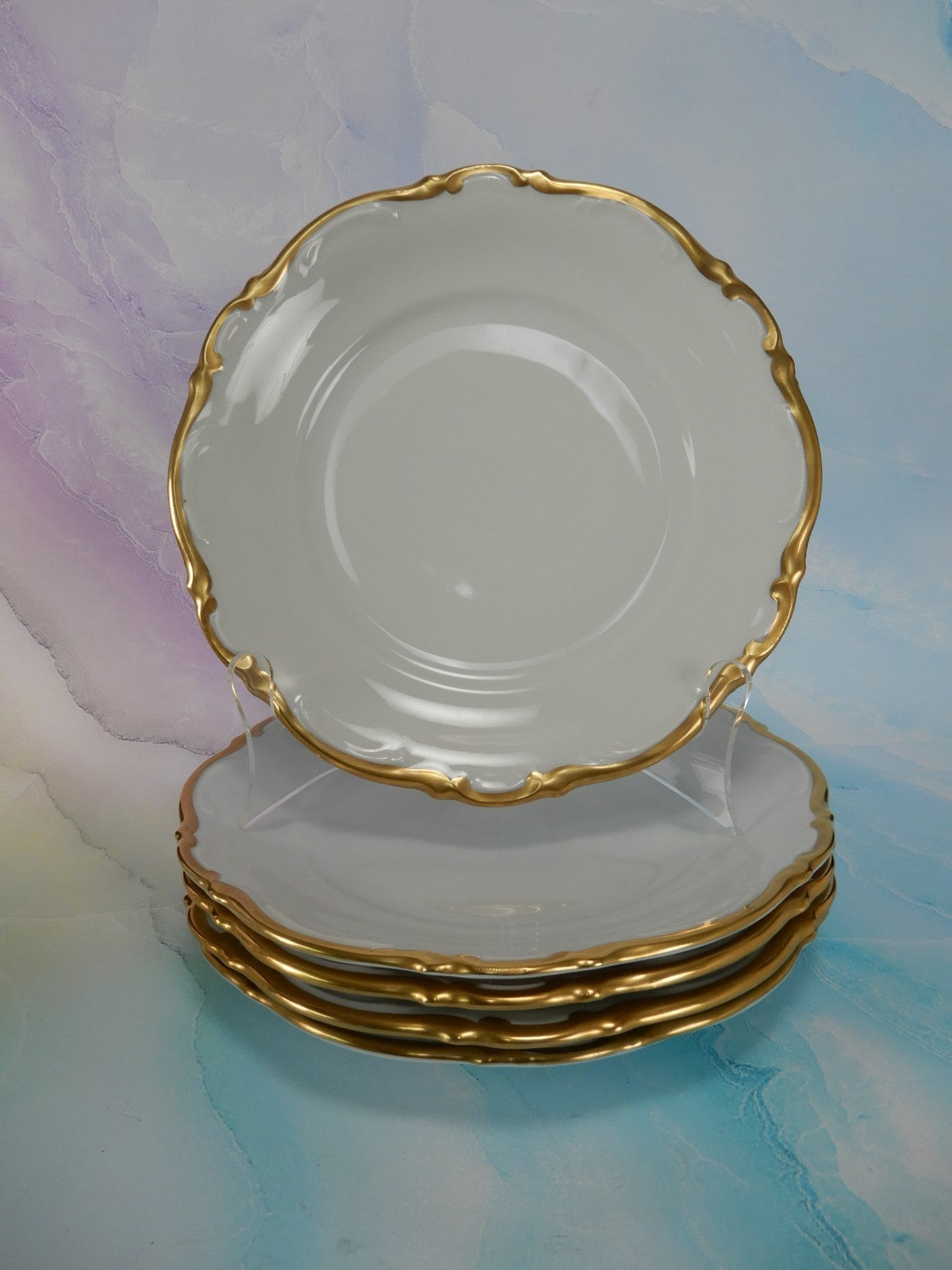 Mitterteich Bavaria Golden Lark Set of 5 Salad Plates 7-3/4" Made in Germany
