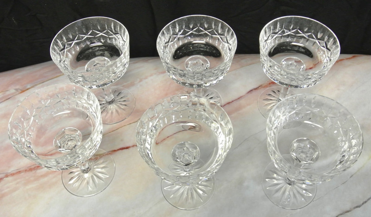 Set of 6 Vintage Tall Heavy Glass Crystal Sherbet Parfait Glasses - Elegant