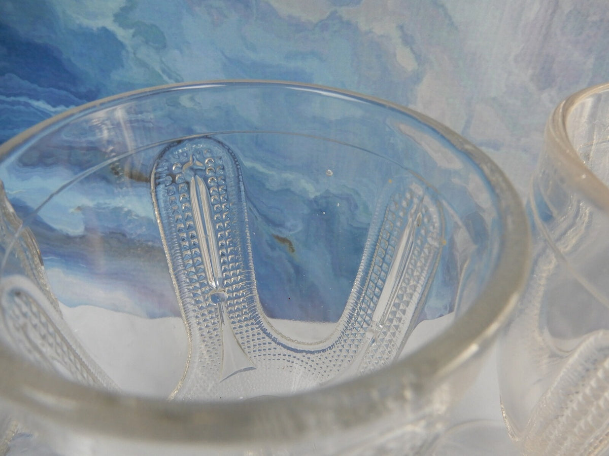 4 Curtain Tie Back Water Goblet Tumblers Early American Pattern Glass Adams & Co
