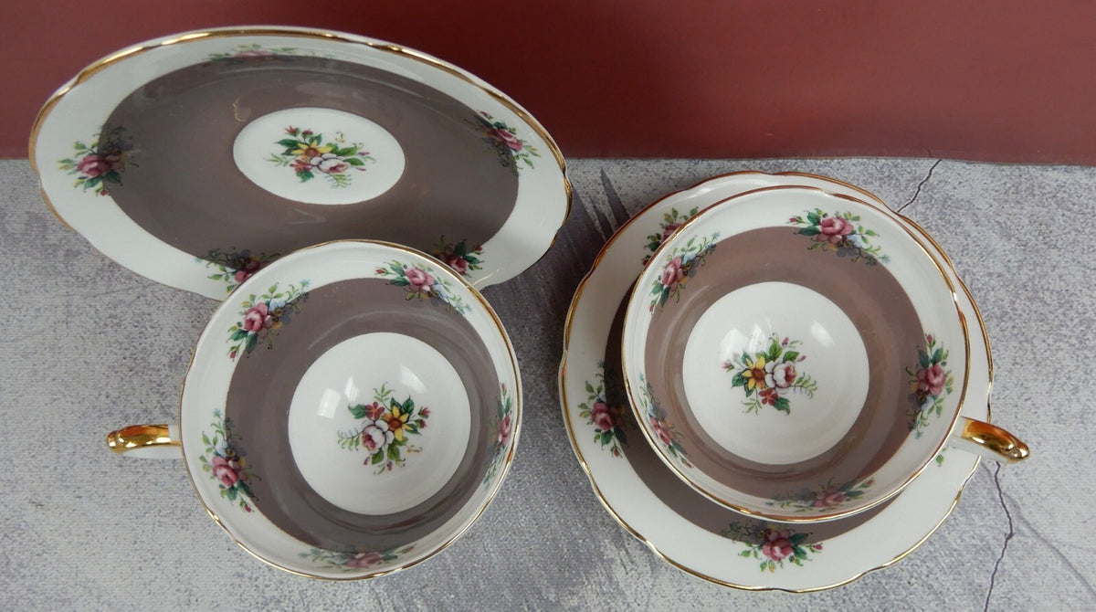 Set of Two Vintage Royal Sutherland Fine Bone China Cup and Saucer Set England
