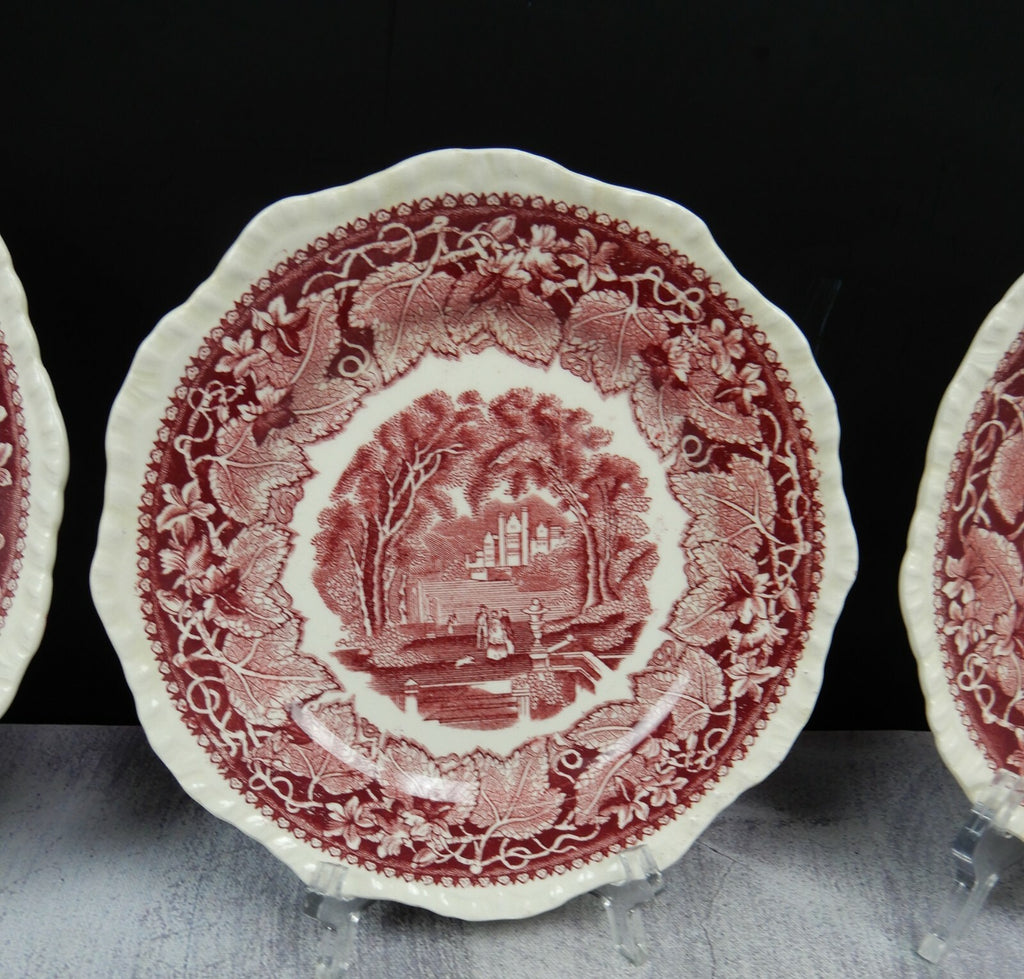3 Mason's England Vista Red " 2 Luncheon Plate 1 Salad Plate " Made in England