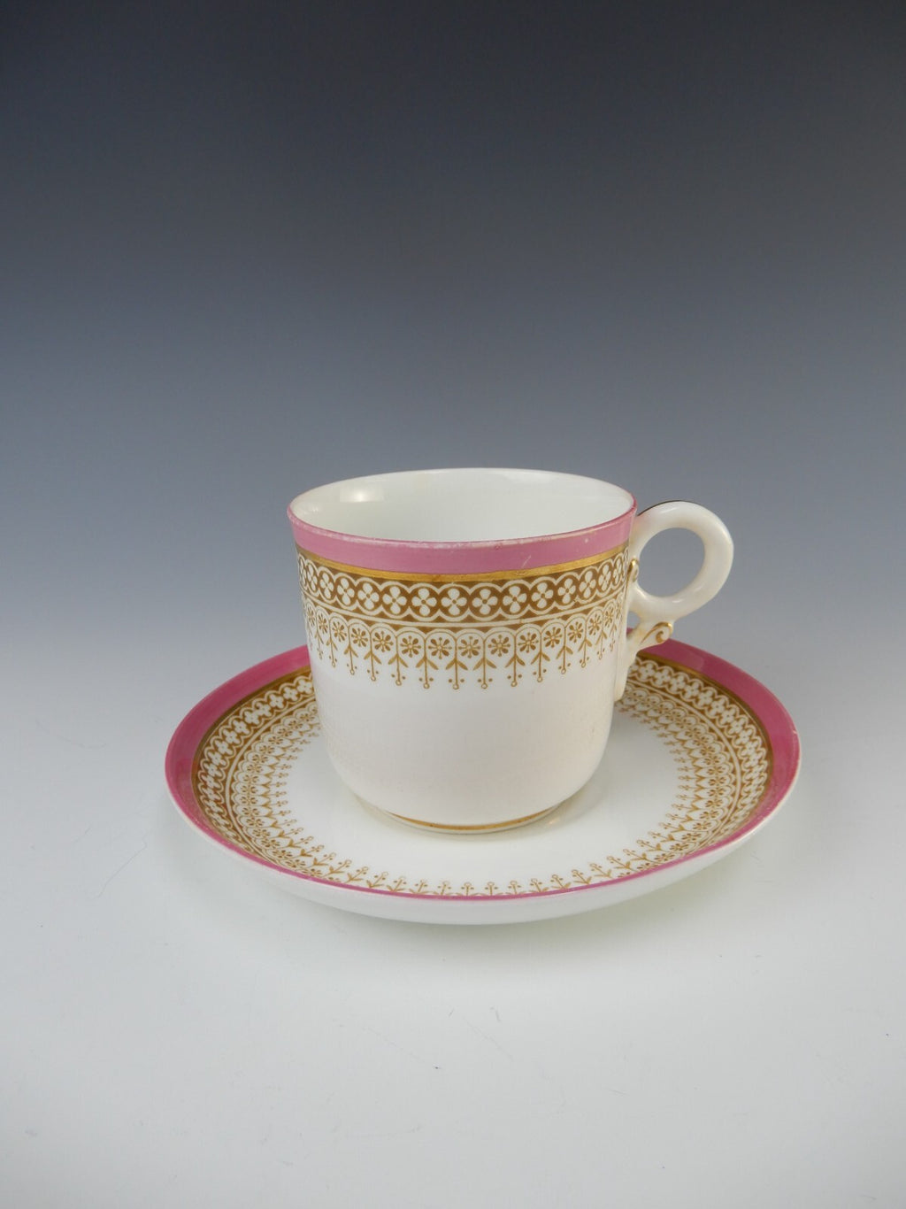 Antique Royal Worcester Floral Small English Cup and Saucer