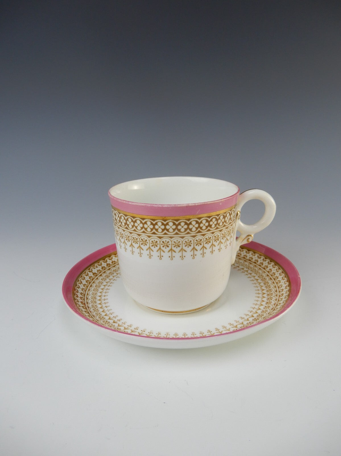 Antique Royal Worcester Floral Small English Cup and Saucer