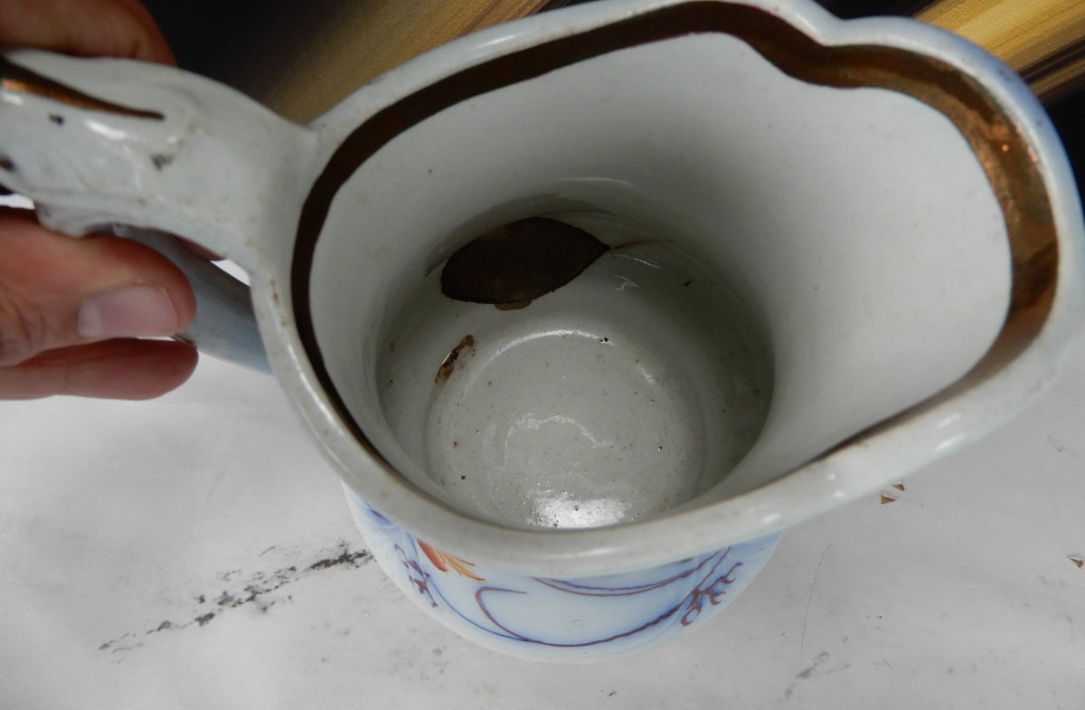 1856 Edward Walley Niagara Shape Flow Blue,Leaves & Berries Ironstone Creamer