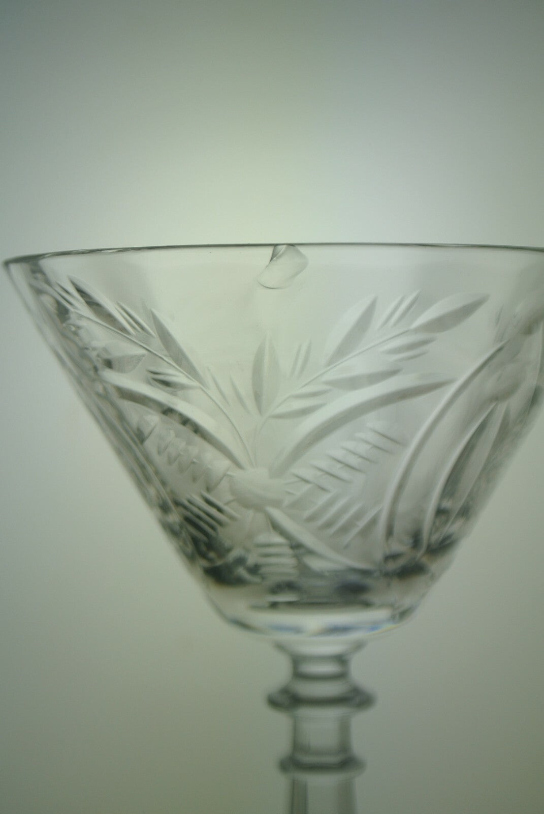 Lot Of 7 Clear Etched Pattern Cordial Glasses *CHIPPED*