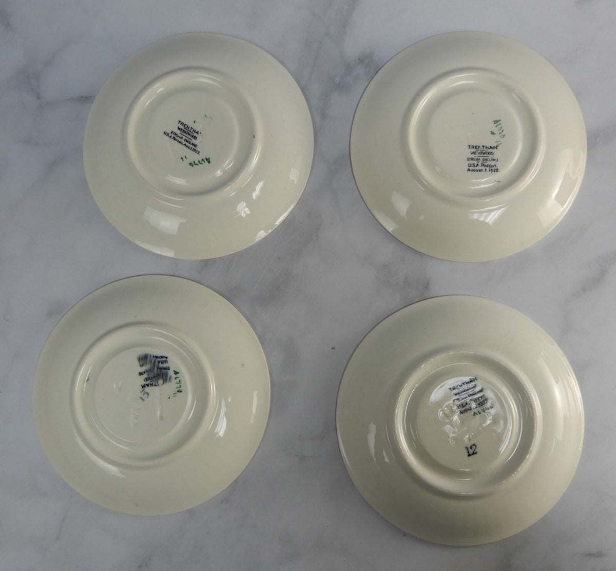 4 Wedgewood Trentham Red China Cups and Saucers Dated August /1 /1922
