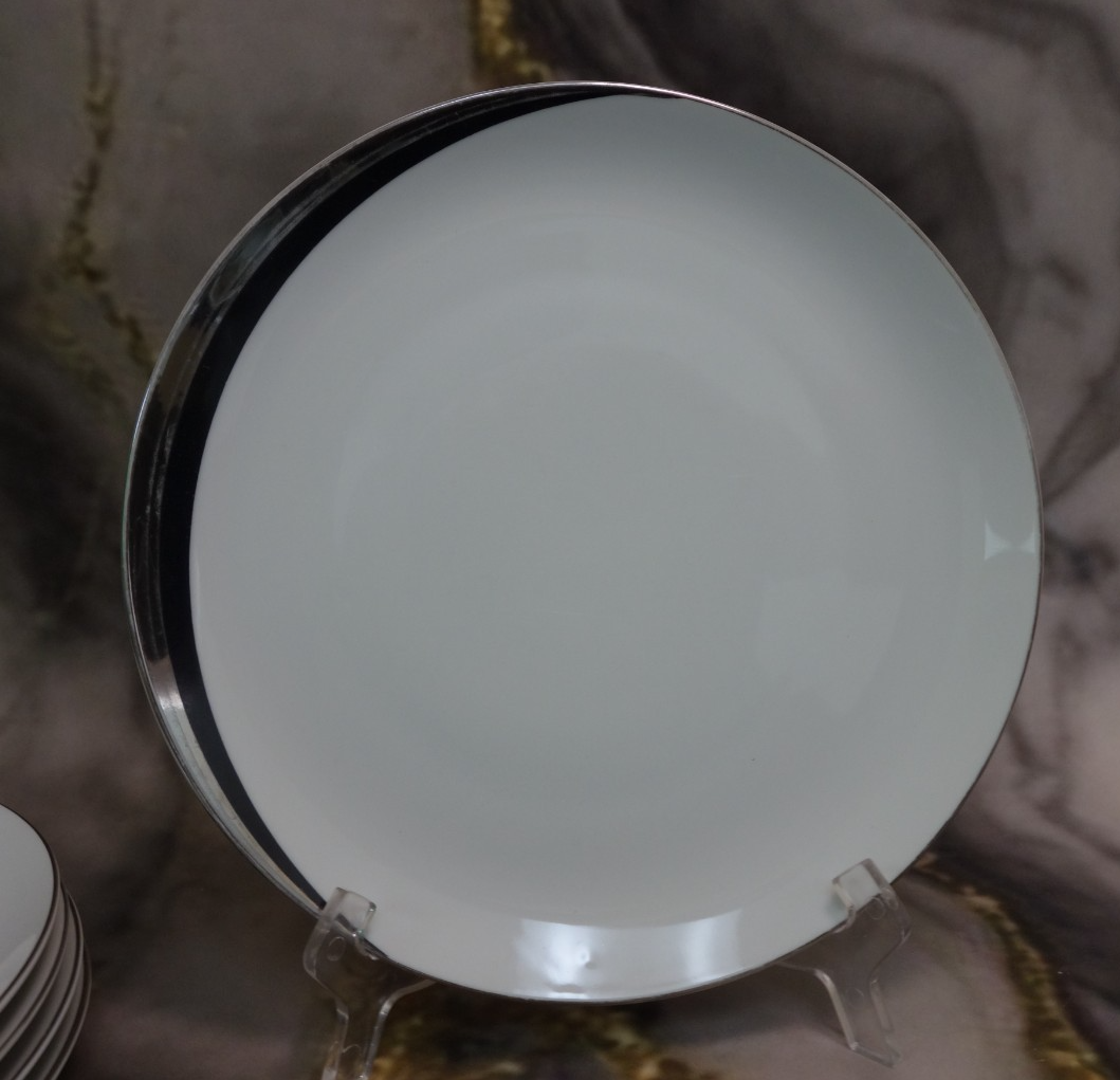 Set of 5 Pc Dinner Plates Mikasa Platinum Fascination Pattern Made in Japan