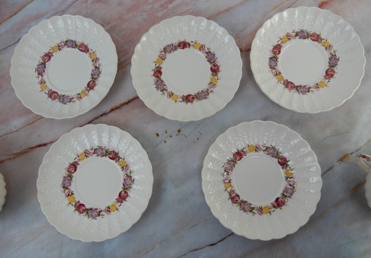 Vintage Copeland Spode "Rose Briar" Set of 5 Cup and Saucers Made In England