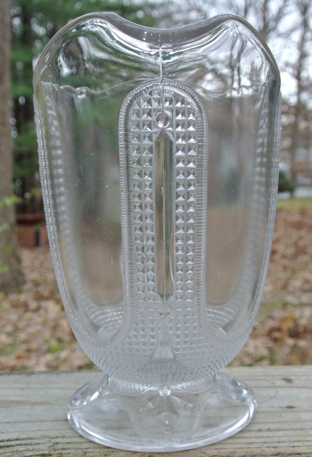 Antique Curtain Tie Back Pitcher Early American Pattern Glass Adams & Co