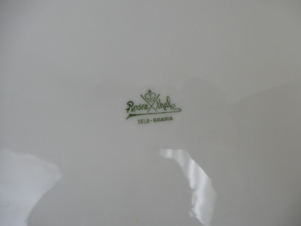 "Rosenthal Self Bavaria" Hand Painted Pink Flowers & Singed 12-3/4" Cake Plate