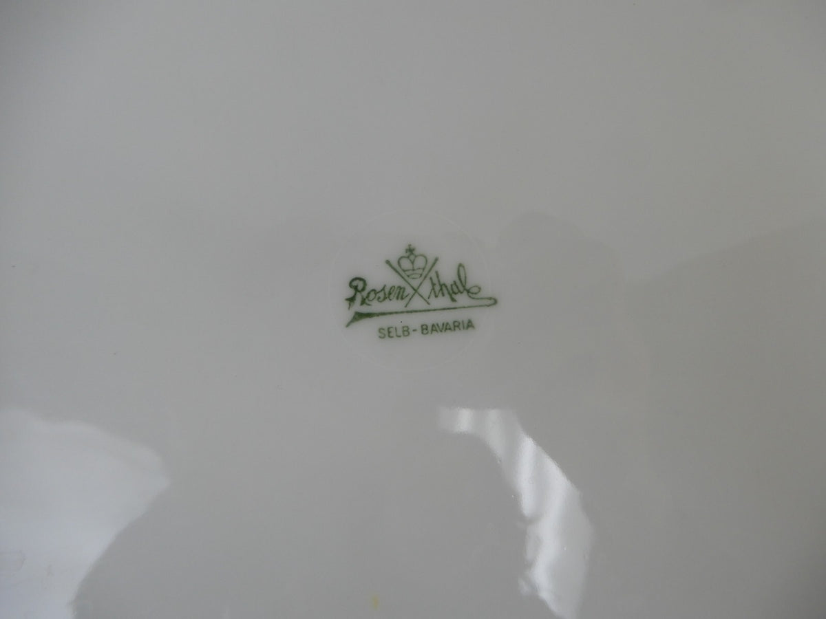 "Rosenthal Self Bavaria" Hand Painted Pink Flowers & Singed 12-3/4" Cake Plate