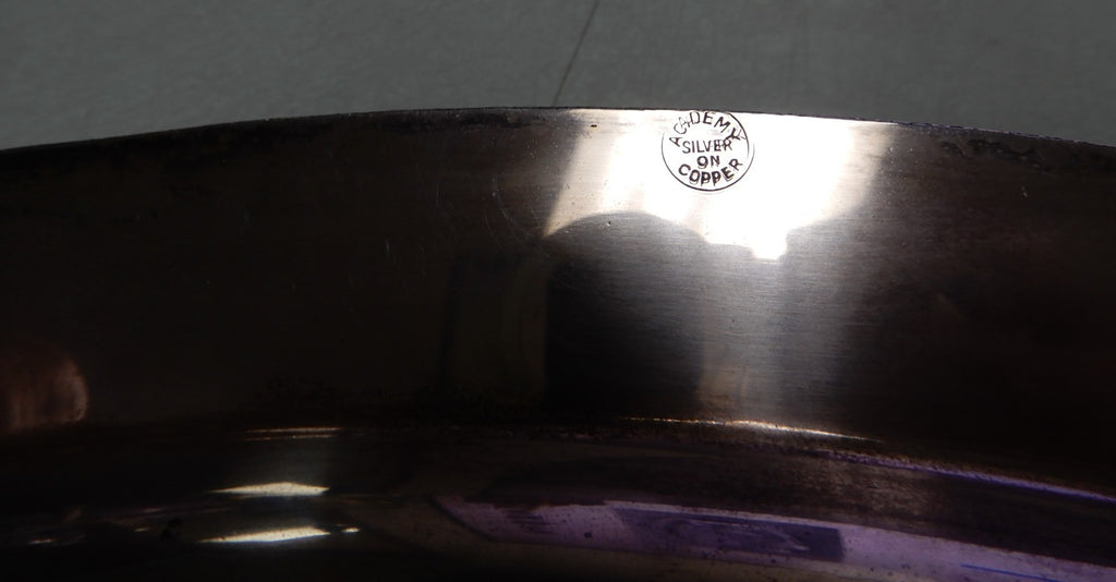 Vintage Tree Of Life Academy Silver on Copper Footed Meat Platter Tray 16-1/4"