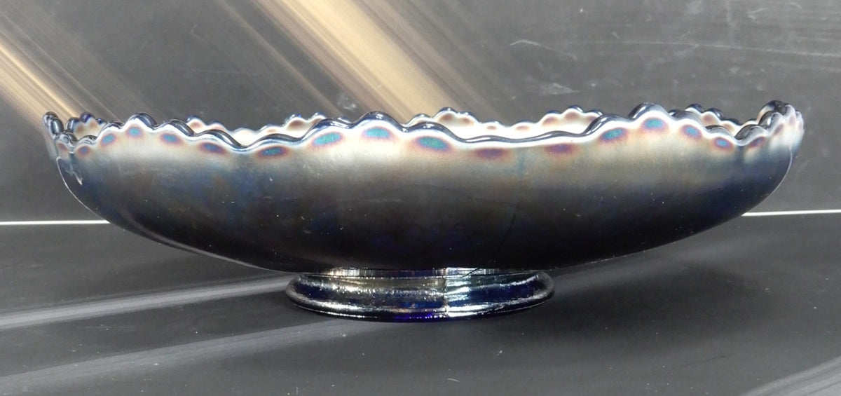 Fenton Amethyst Blue Carnival Glass Bowl Iridescent Dragon Lotus Pattern