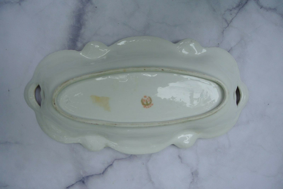 Antique RS Prussia Old Red Mark Floral Porcelain Celery Dish