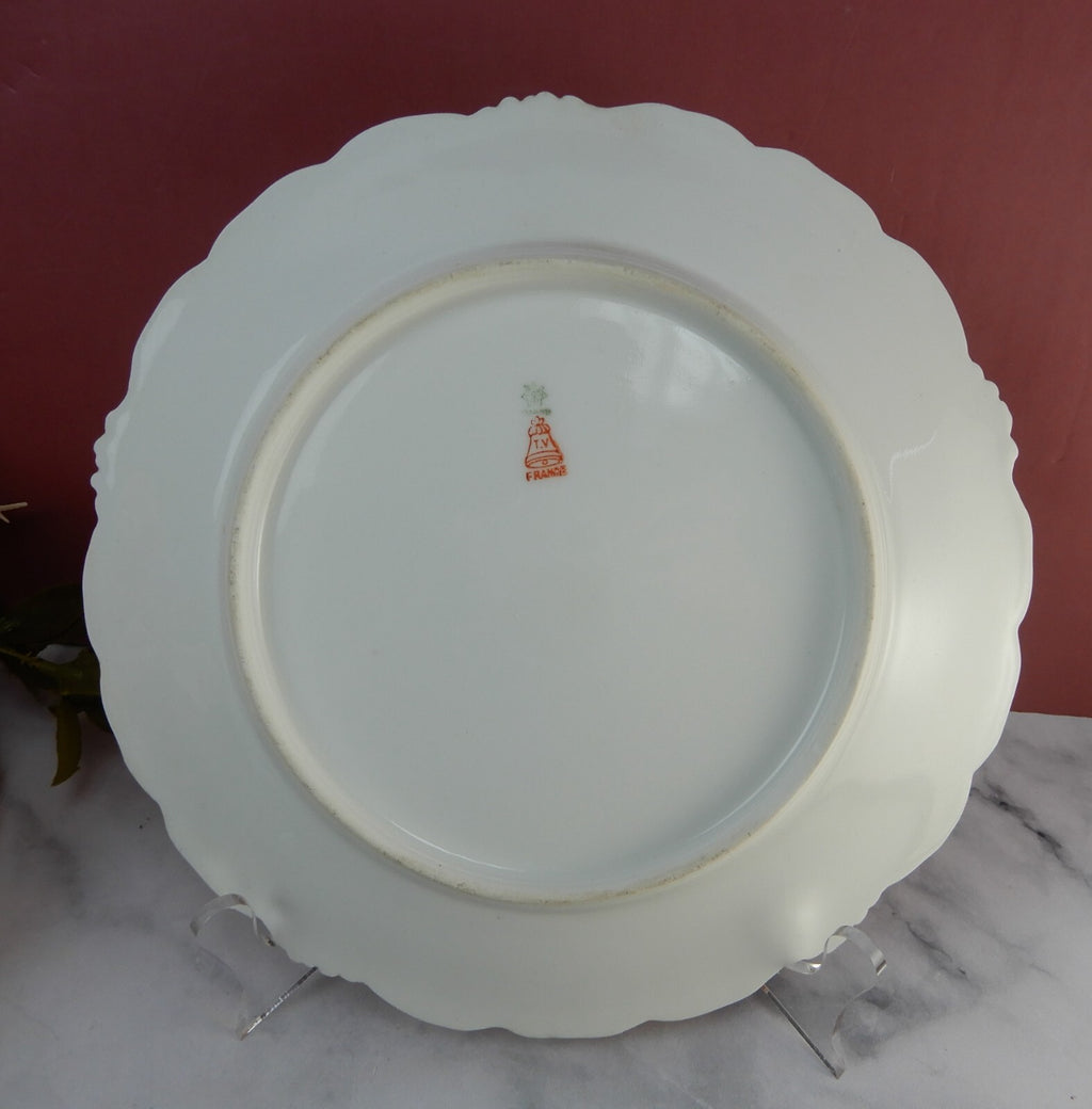 Antique T&V Limoges Embossed Hand Painted Floral Plate 8-3/8"