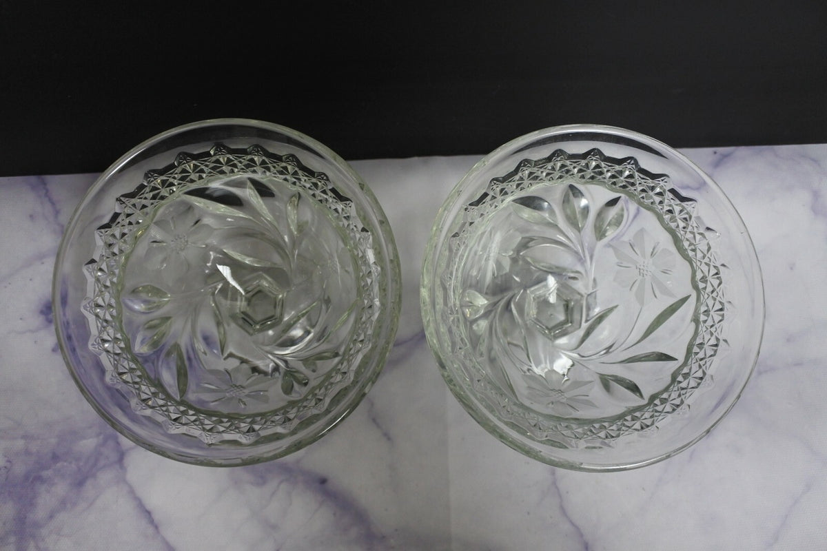 Lot Of 5 Mckee Footed Pressed Glass sherbet glasses With Etched Daisies