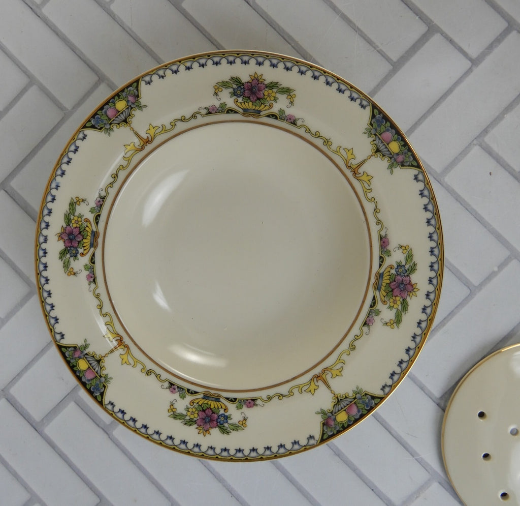 1920 Noritake China Ivory "Colonade" Round Covered Butter Dish