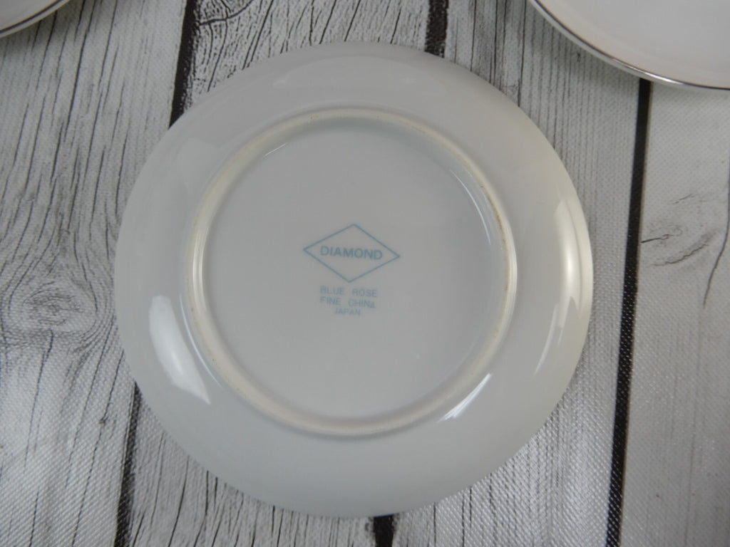 Diamond Fine China "Blue Rose"Japan~ 3 Cups,Saucers & Plates One 9-1/4" Plate