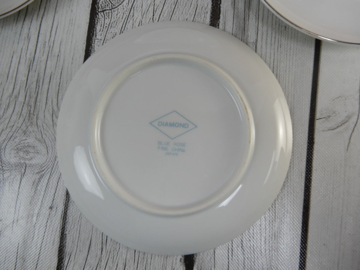 Diamond Fine China "Blue Rose"Japan~ 3 Cups,Saucers & Plates One 9-1/4" Plate