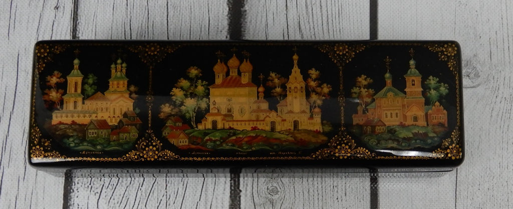 Russian Lacquer Box Kholui Jewelry Trinket Hand Painted Box