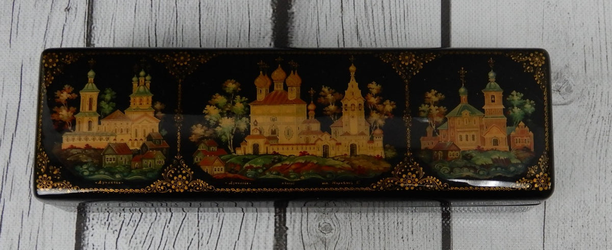 Russian Lacquer Box Kholui Jewelry Trinket Hand Painted Box