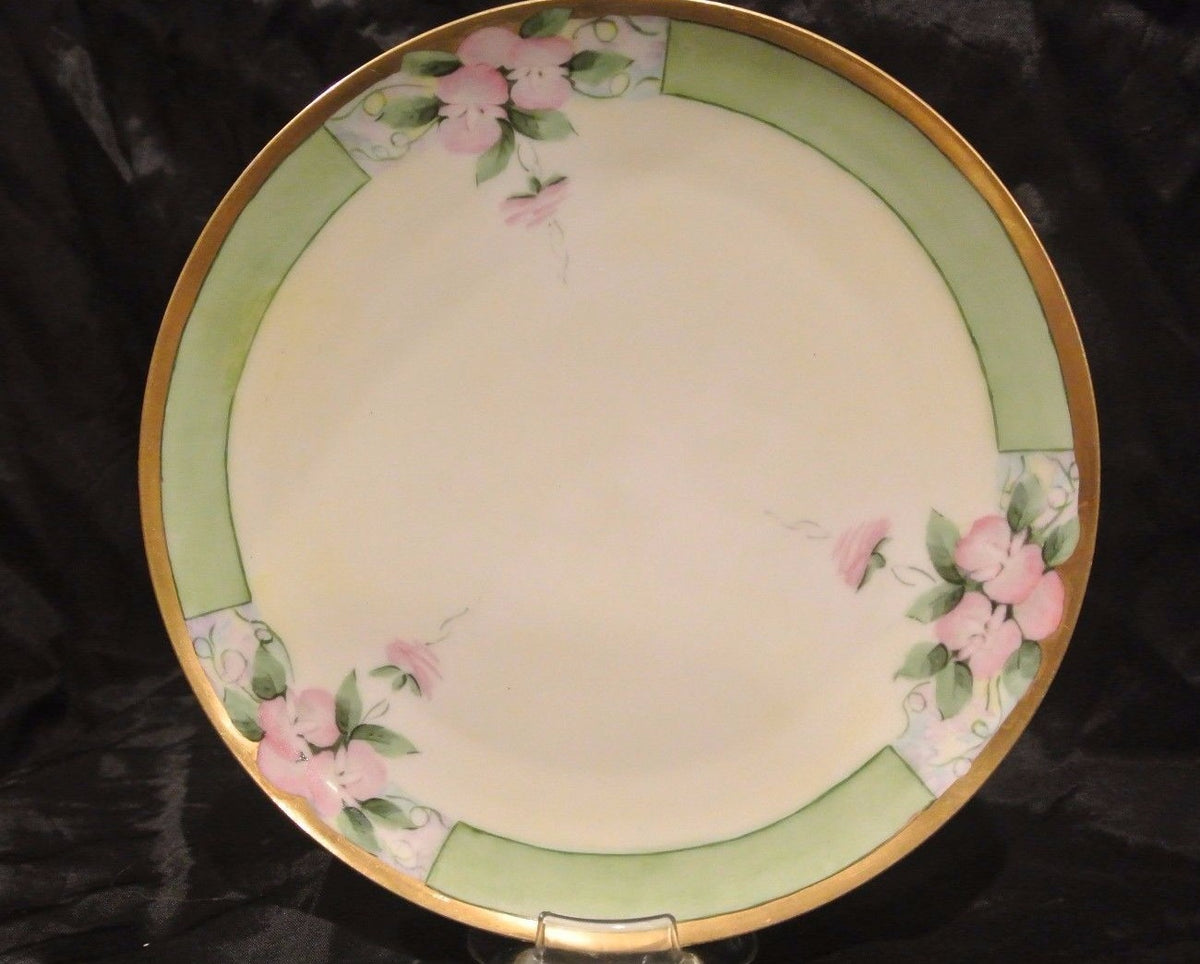 4 Haviland France Plates with  Flowers and Gold Rims