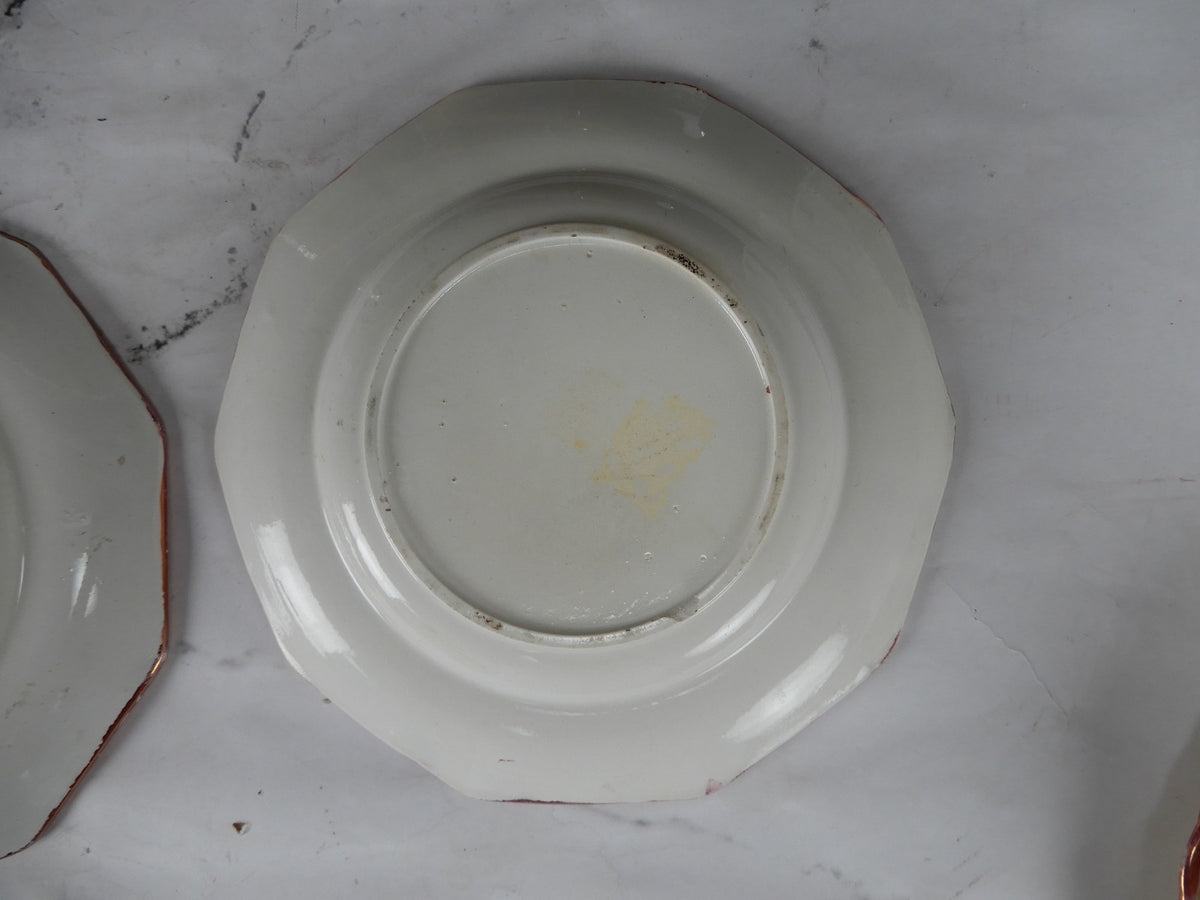 Antique Staffordshire Pink Glazes Sprig Decorations Luster Pearlware Plates