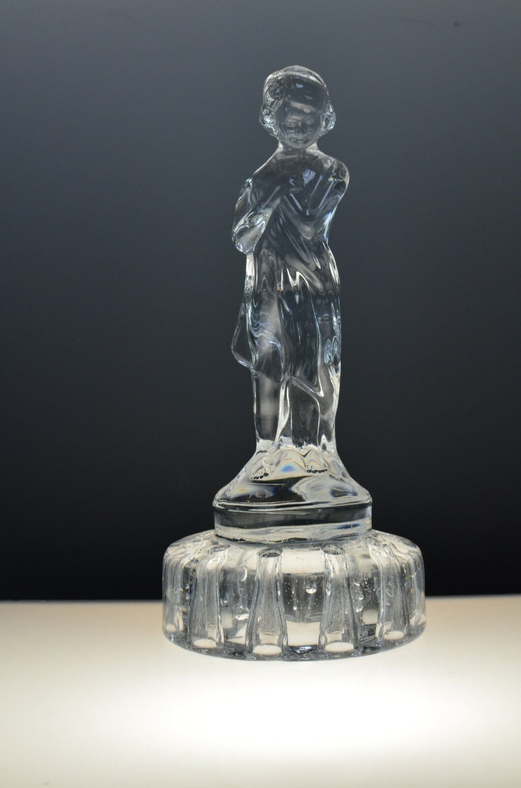 Vintage Cambridge Clear Depression Glass Draped Lady Nude Flower Frog Figurine