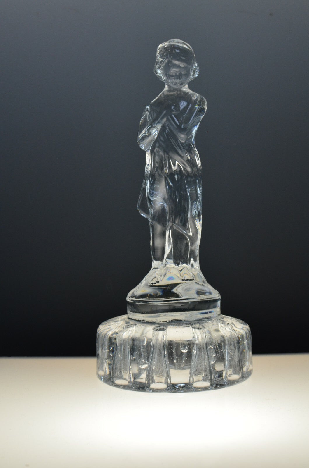 Vintage Cambridge Clear Depression Glass Draped Lady Nude Flower Frog Figurine