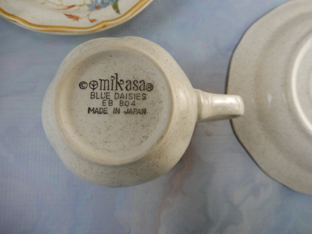 Vintage Mikasa Blue Daisies Cups and Saucers Set - Made in Japan