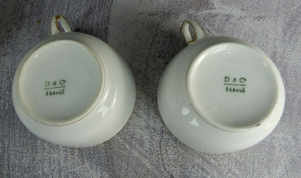 Vintage D&C Delinieres and Cie.Gold Rimmed Tea /Coffee Cups Set Of 5 No saucers