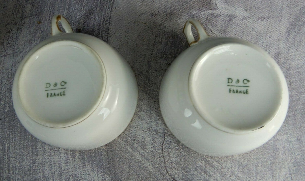 Vintage D&C Delinieres and Cie.Gold Rimmed Tea /Coffee Cups Set Of 5 No saucers